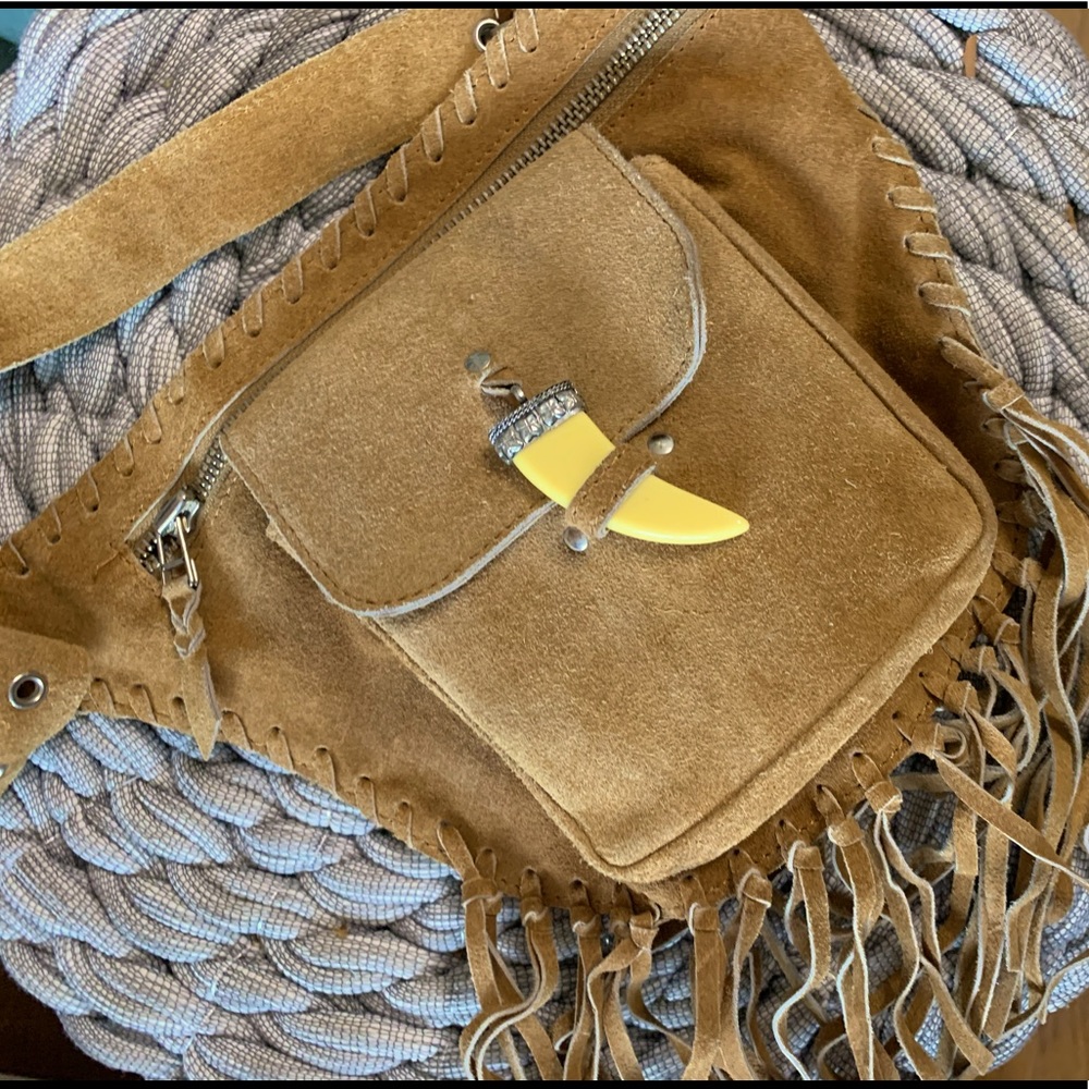 RAJ Suede fringe belt bag